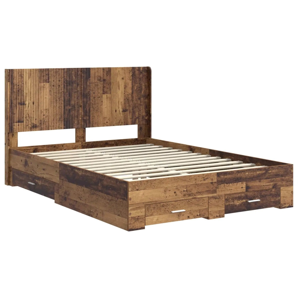 Struttura del letto con stoccaggio e testata Legno antico 3414139
