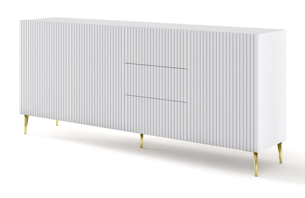 BIM FORNITURE mobile tv soggiorno RAVENNA cm 200x42x87H Bianco opaco piedi oro