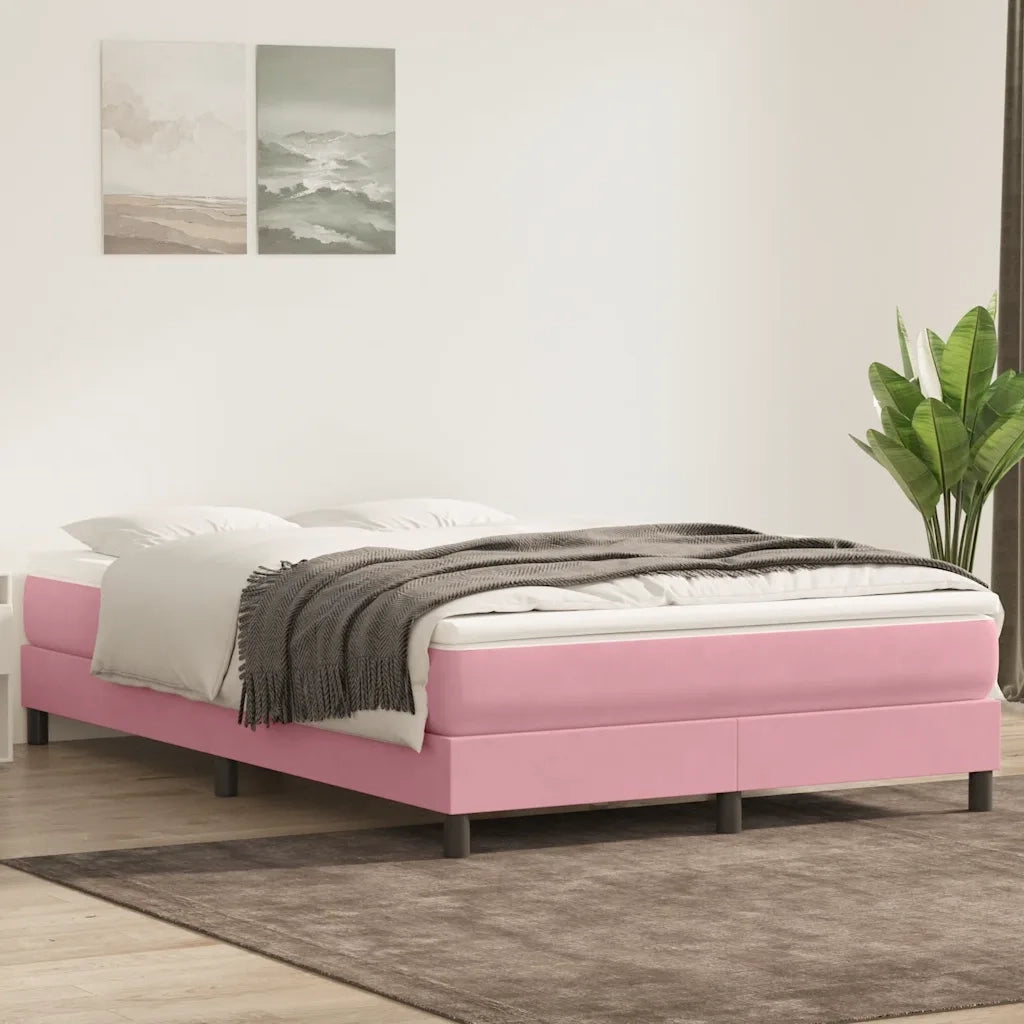 Giroletto a Molle con Materasso Rosa 140x210 cm in Velluto