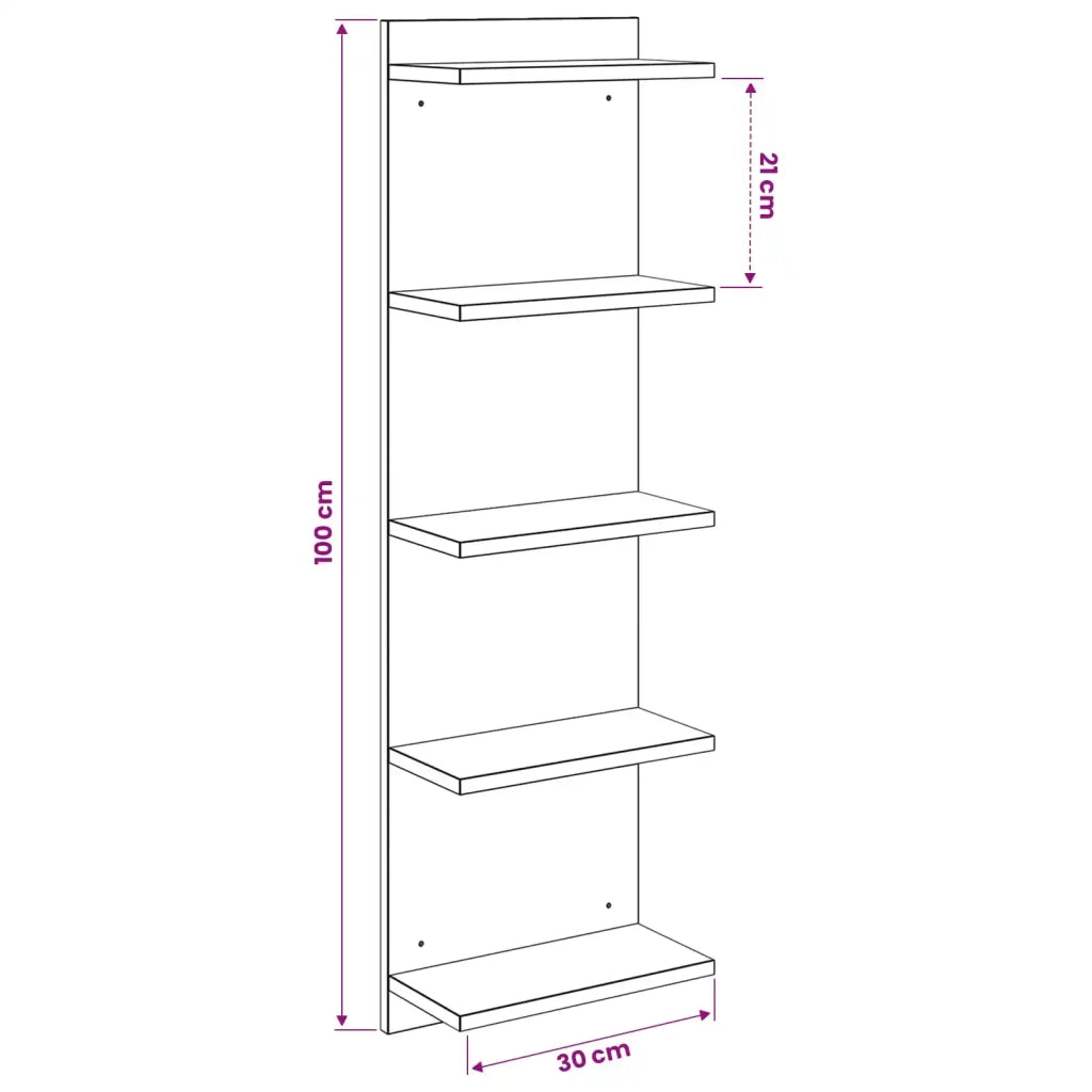 Scaffale da parete 2 pcs Rovere Sonoma 30 x 15 x 100 cm 8012401