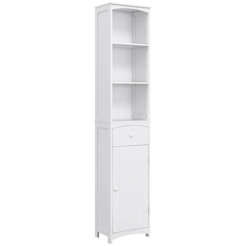 Mobiletto a Colonna Bagno in MDF Bianco con 3 Ripiani ¨C zephmum ¨C 34x24x170cm