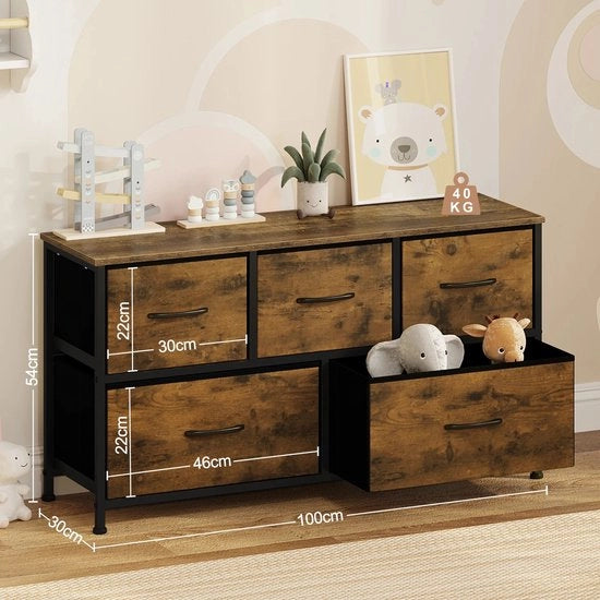 Comodino TV - Mobile per la TV - Comparto di archiviazione - Comparto buffet - Comparto per la stanza - Comparto per la camera - Comparto per la zona notte - Comparto console - Comparto TV - Comparto per il corridoio - 5 ante - 100x30x54cm - Materia legno
