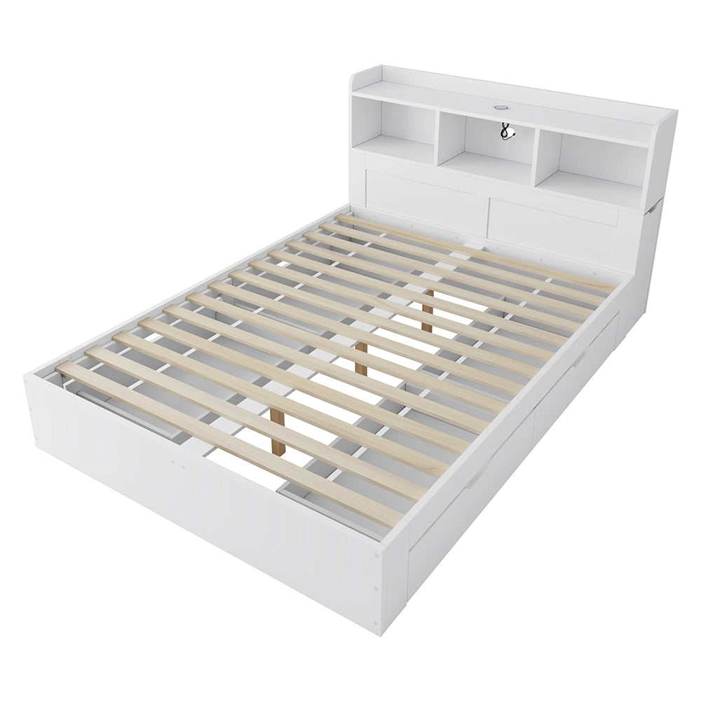 Letto matrimoniale - Xylo - 140x200 cm USB wireless bianco