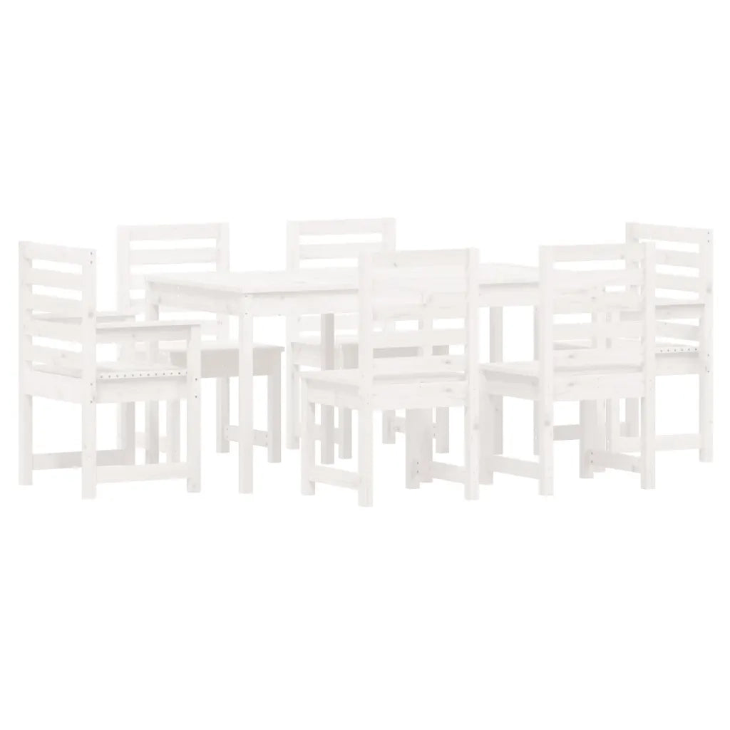 Set da Pranzo per Giardino 7pz Bianco in Legno Massello di Pino 3154708