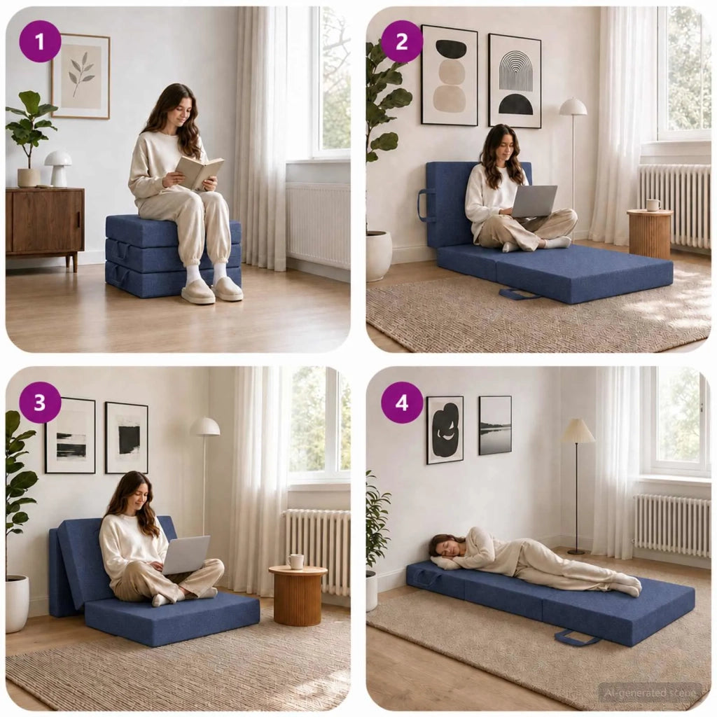 Divano Letto Pieghevole 75 x 63 x 45 cm Blu 900141