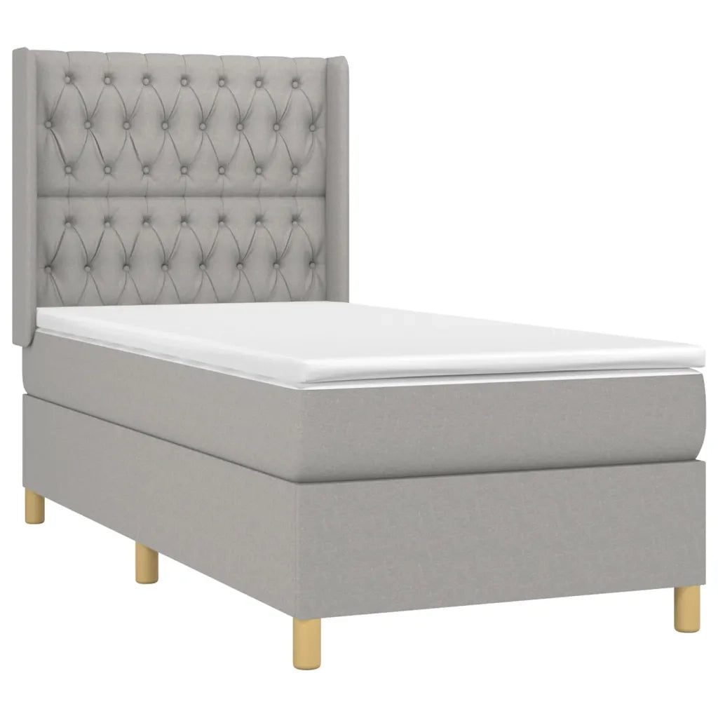 Letto a Molle Materasso e LED Grigio Chiaro 90x200 cm Tessuto 3139085