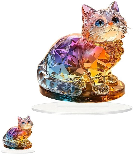 Decorazione per gatti, figura decorativa di gatto 2D in acrilico, figura regenboho di gatto per decorazione di ufficio, salotto e camera, ideale per amici, familiari e appassionati di gatti come regalo o decorazione per la casa