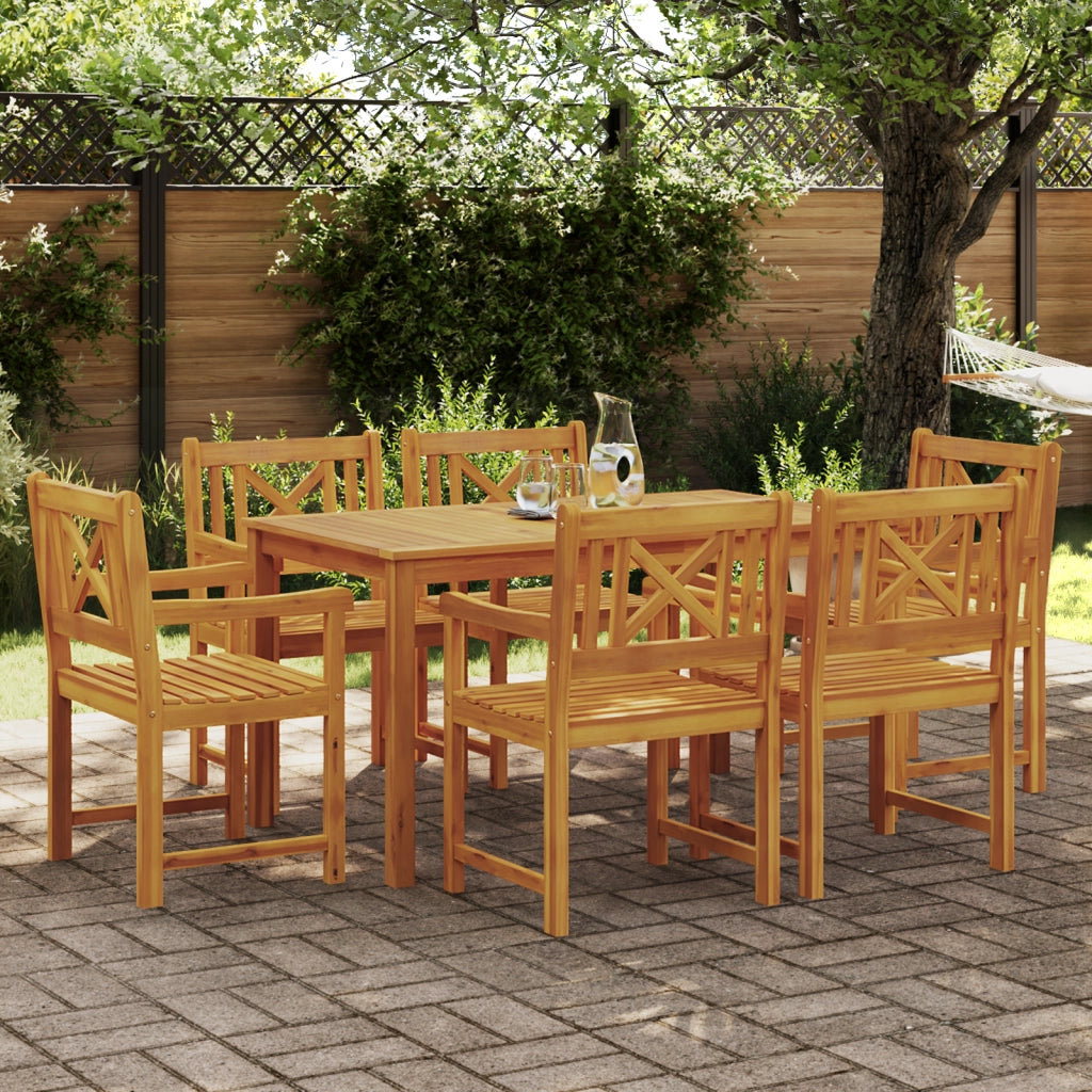 Set da Pranzo da Giardino 7 Pezzi in Legno Massello di Acacia