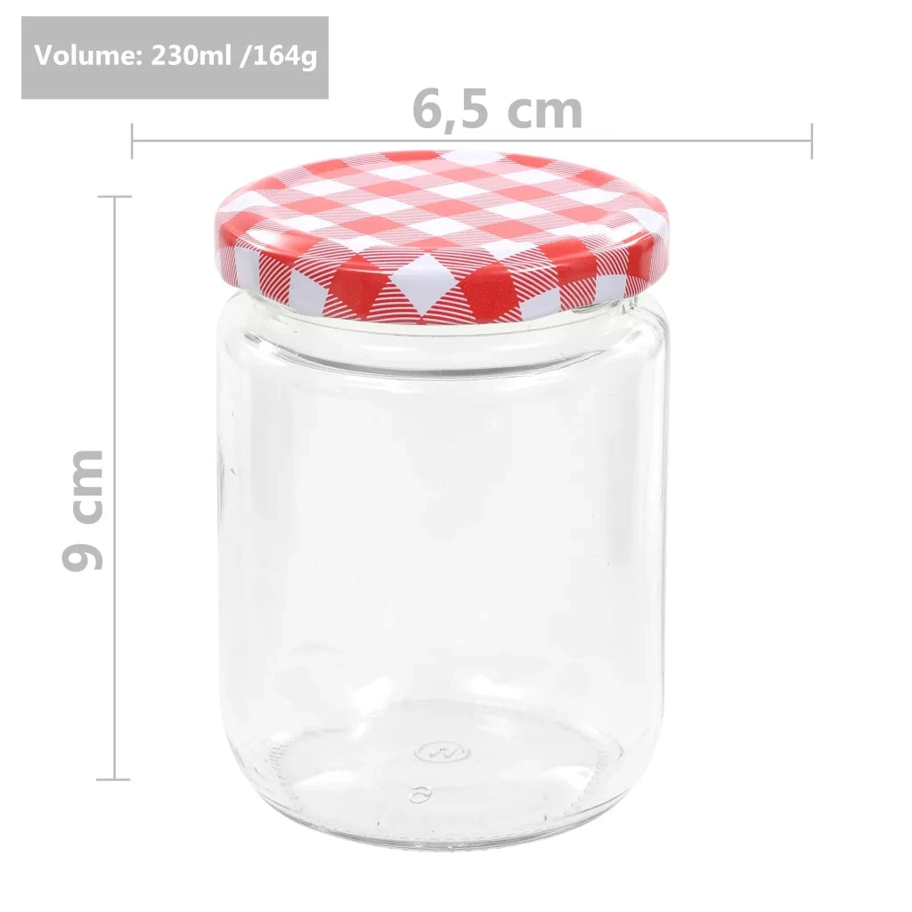 Vaso Marmellata in Vetro Coperchio Bianco e Rosso 48 pz 230 ml 50798