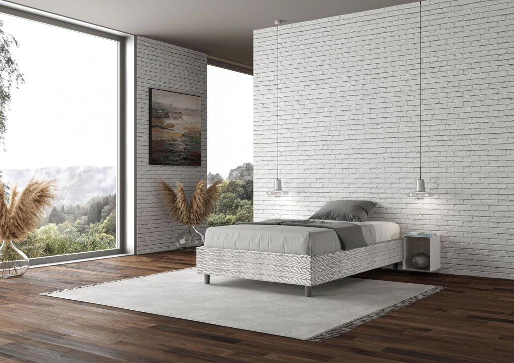 Letto 1 Piazza e Mezzo Sommier 120x200 cm con Rete e Contenitore Azelia Aragona 1 Bianco