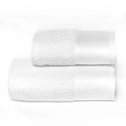 Set Spugna Asciugamani Viso + Ospite con Balza in Raso Garrini Hope Bianco