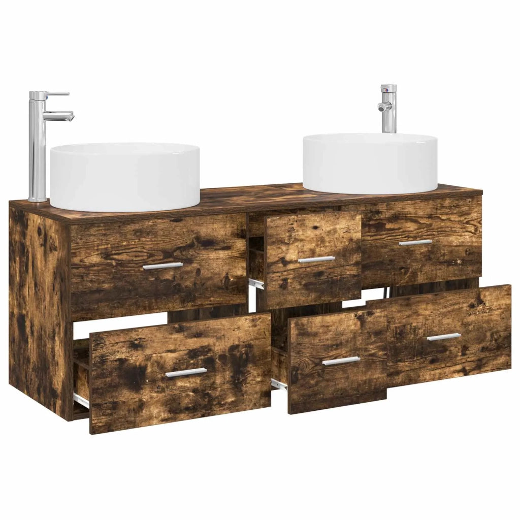 Set di mobili per il bagno 3 pz Rovere Fumo 3405959