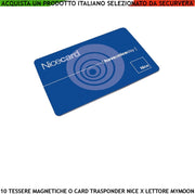Tessere Magnetiche 10 Trasponder Card RFID Badge Vergini NICE Banda Personale di Prossimità Lettura Codice Univoco a Sfioramento Mymoon Mocard per lettori di Prossimità MOM EDS e EDSI Simile Telepass