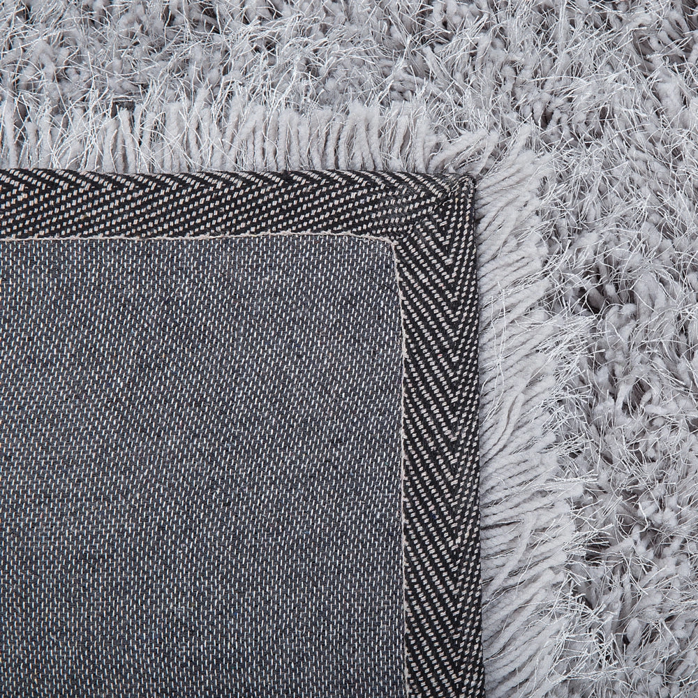 Tappeto Shaggy Tappeto a pelo lungo Solido Poliestere Grigio Rettangolare 160 x 230 cm