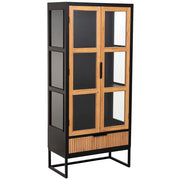 Vetrina 2 ante e 1 cassetto, legno e metallo, 72x40,5x158,5h cm