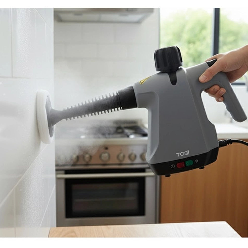 Trade Shop - Pulitore A Vapore Portatile 1500w Con 15 Accessori Per Pulizia Profonda Cucina Bagno Auto -