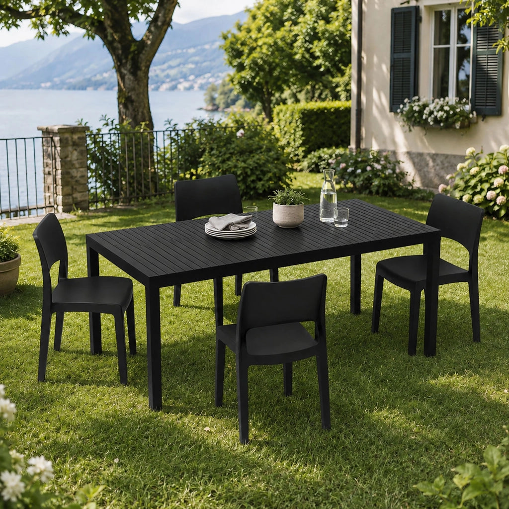 Salottino Outdoor Masisa, set Salotto da Esterno 4 Posti Made in Italy, Nero Antracite