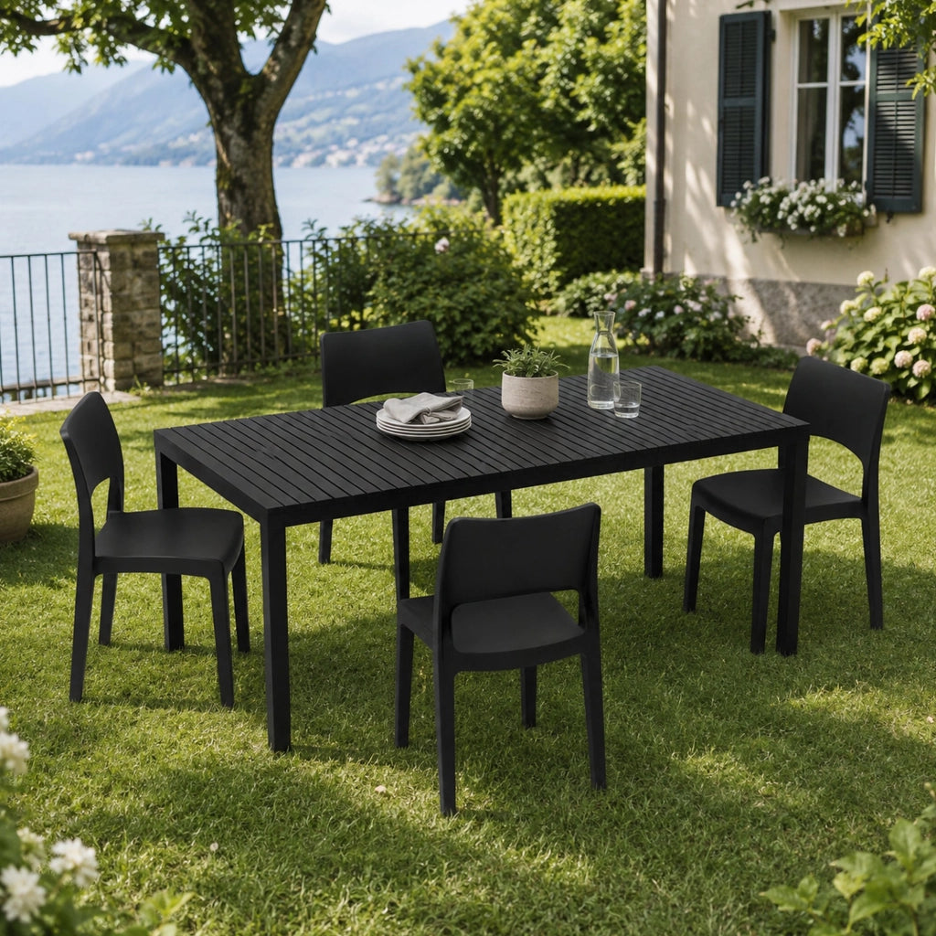 Salottino Outdoor Masisa, set Salotto da Esterno 4 Posti Made in Italy, Nero Antracite