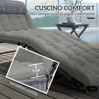 Lettino da Giardino Pieghevole e Reclinabile con Tasca Laterale, 68x189x30 cm, Nero e Grigio