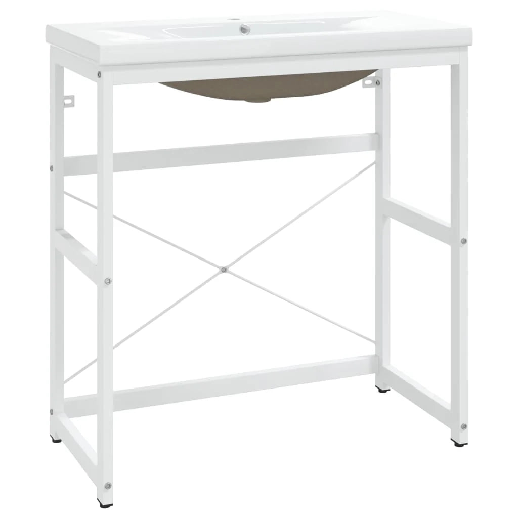 Telaio per lavabo da bagno 81 x 39,5 x 18,5 cm lavabo da incasso ferro bianco 02_0006774