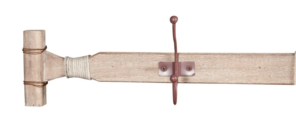 Biscottini Attaccapanni da parete a forma di remo in legno massello L116,5XPR6,5XH15 cm