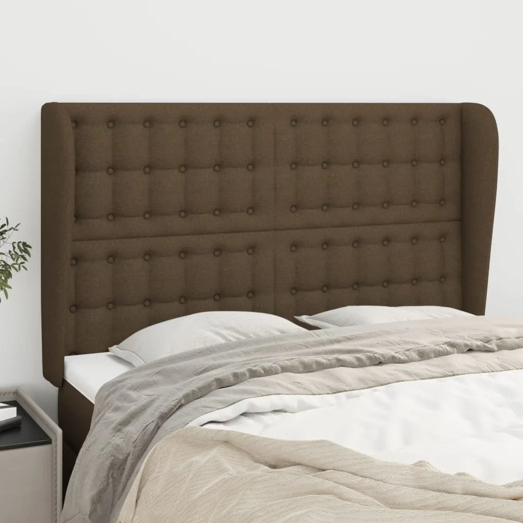 Testiera | Testata ad Orecchio MarroneScuro147 x 23 x 118/128cm inTessuto