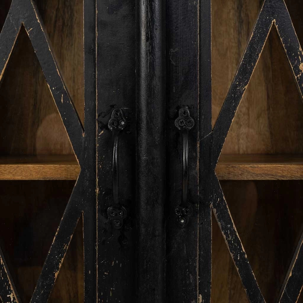 Mobili da ingresso in legno e vetro nero lavorato a mano 90x40x100