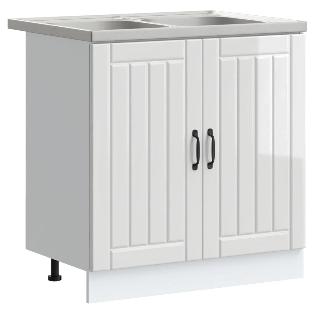 Mobiletto per lavabo con porta Lucca 2 pcs Bianco Lucido 3315013