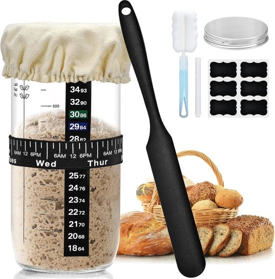 Kit di lievitazione iniziale con contenitore di fermentazione, spatola e termometro - accessori per la panificazione ideali per il tuo lievitatore