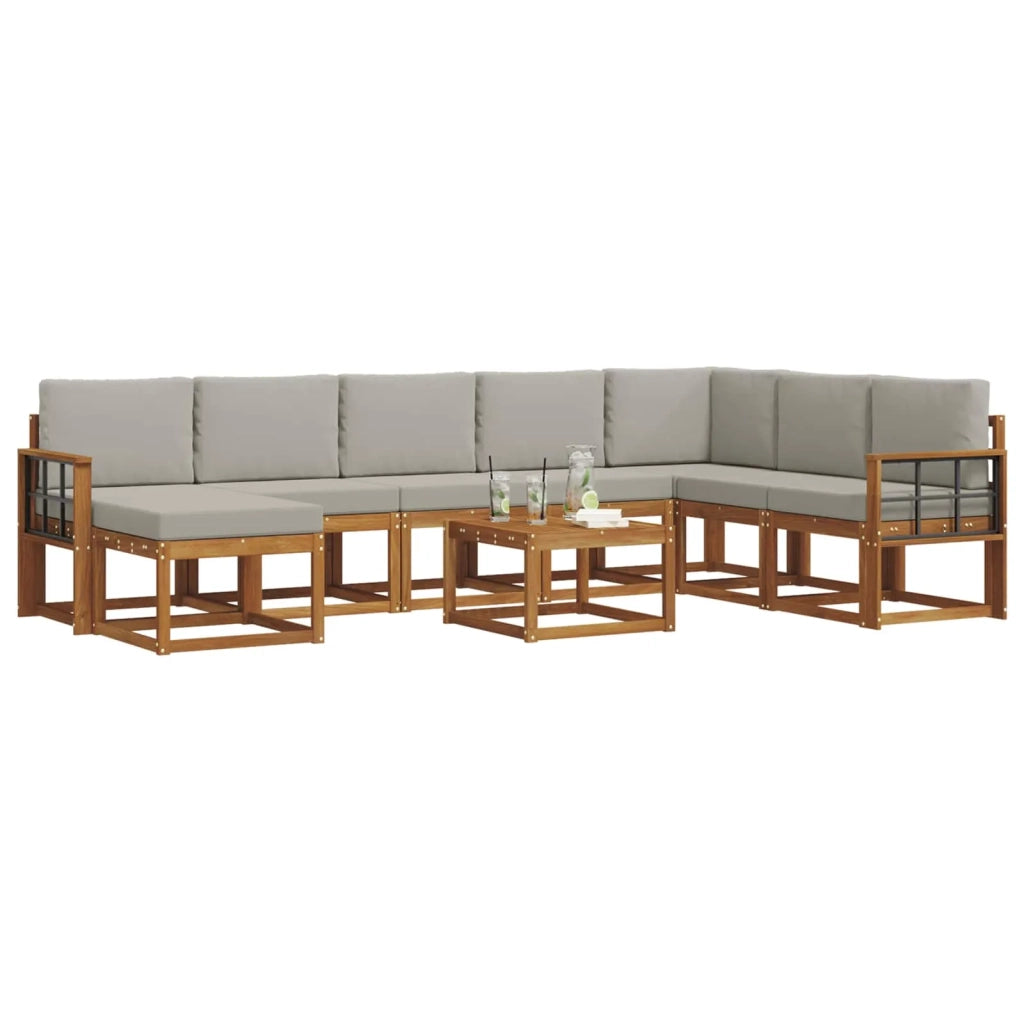 Set di divani da esterno 9 pcs Grigio Naturale e Chiaro 3366859