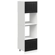 Mobile da cucina moderno da parete 60 x 57 x 207 cm spazio di archiviazione efficiente design elegante in legno ingegnerizzato rovere nero 02_0056324