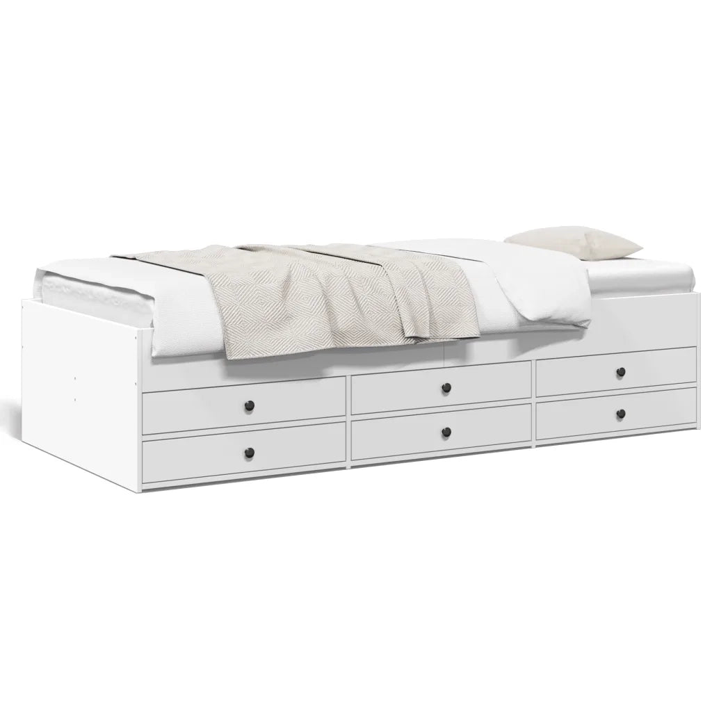 Divano Letto con Cassetti senza Materasso Bianco 75x190 cm 3280888