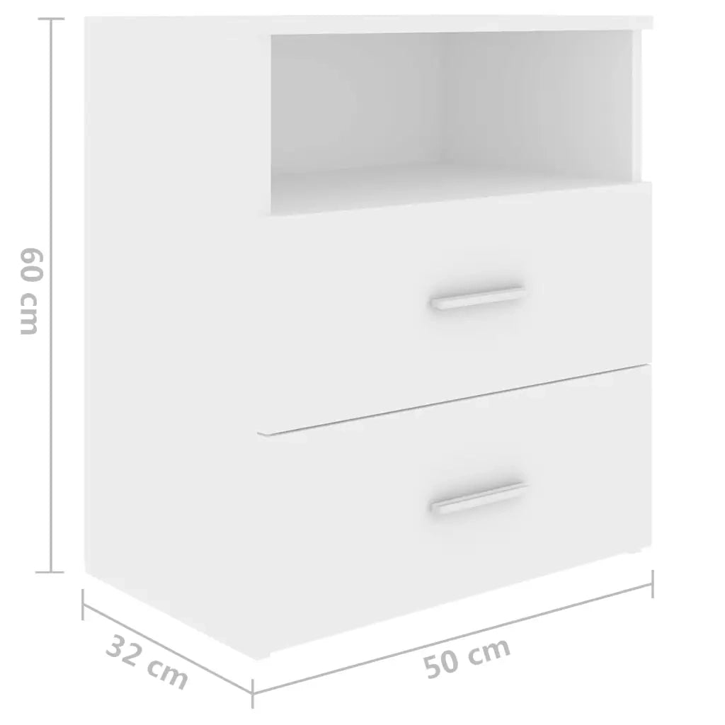 Comodini 2pz Bianchi 50x32x60 cm 803273