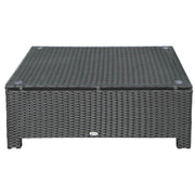 TAVOLINO DA ESTERNI IN RATTAN PE CON PIANO IN VETRO TEMPERATO, 85X50X39CM, NERO