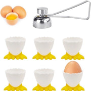 Set di 7 contenitori per uova con apripompa - Uova divertenti per colazione - Disegno gambe di pollo