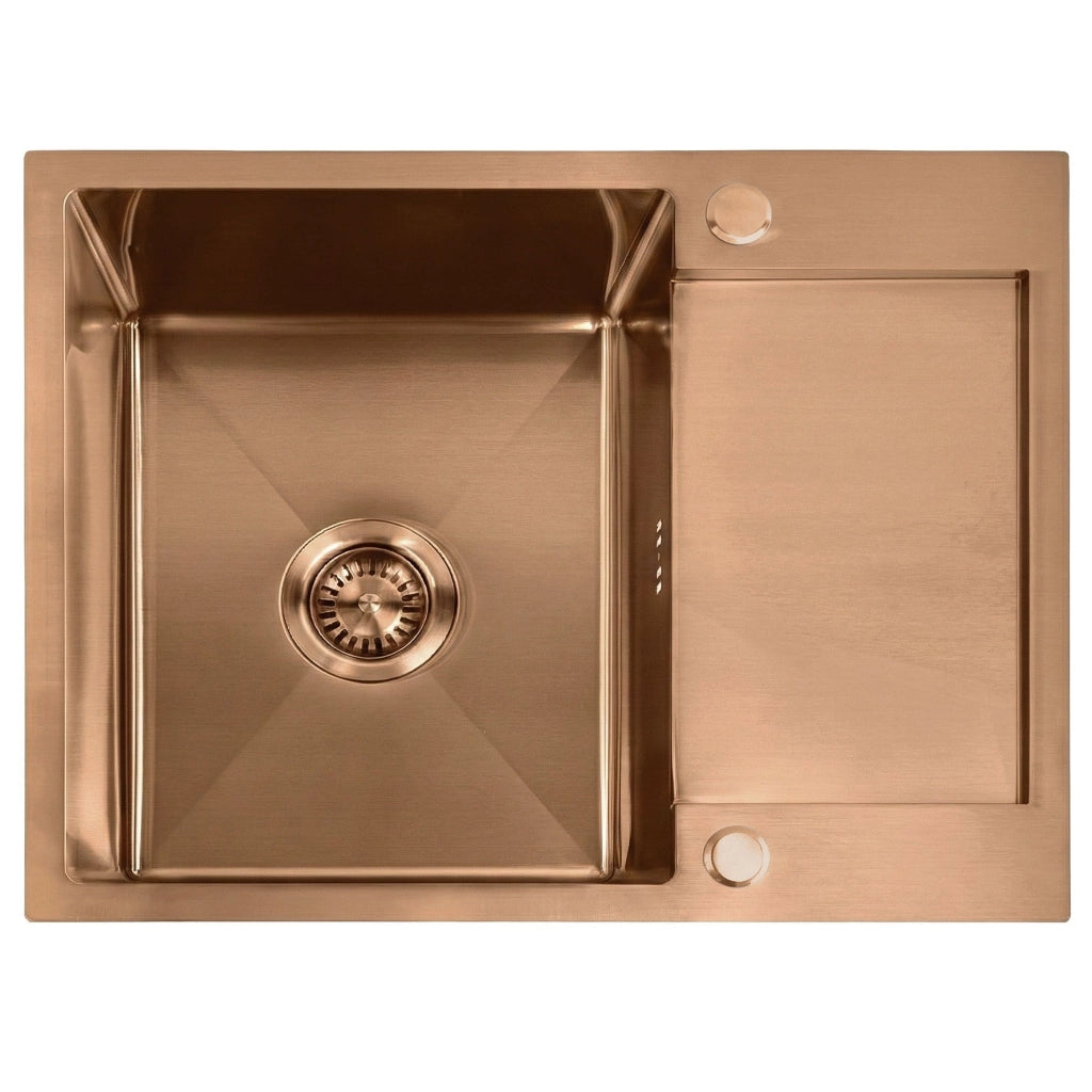 Lavello In Acciaio Paul Brush Copper con rubinetto da cucina