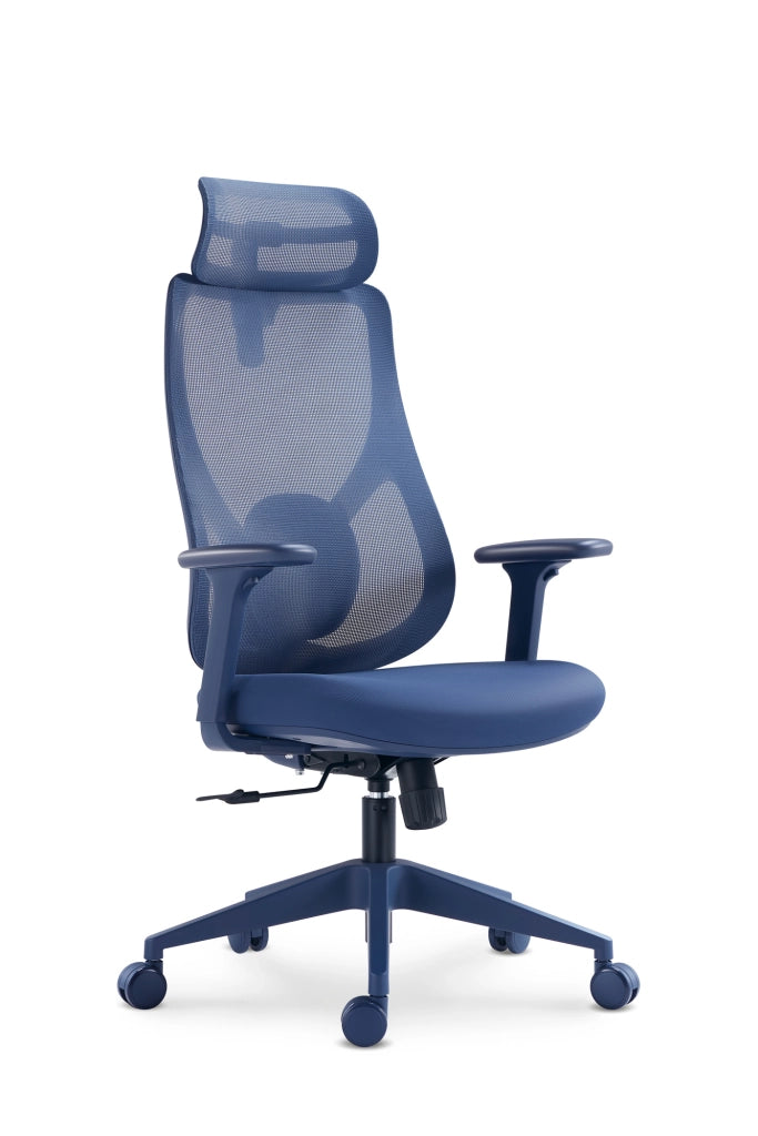Sedia studio Hispanohogar altezza regolabile in tessuto blu