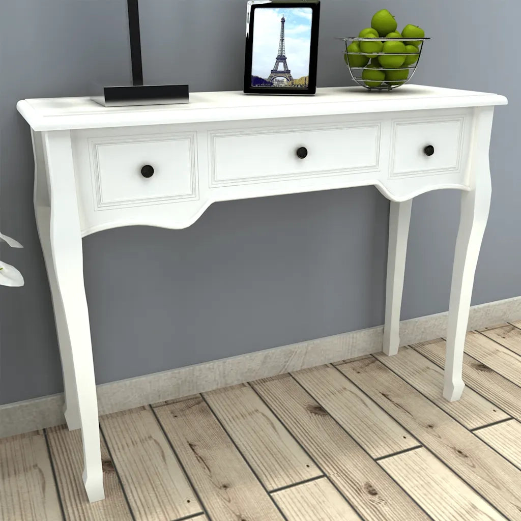 Tavolo Consolle | Tavolo d'Ingresso da Trucco con 3 Cassetti Bianco