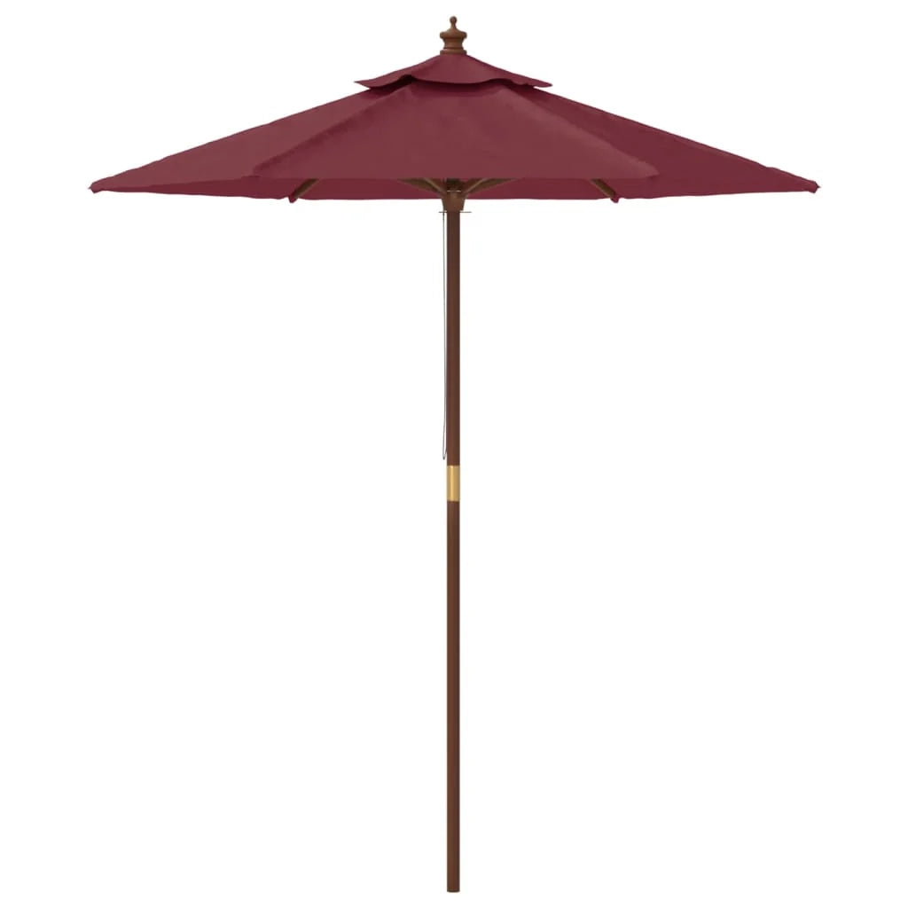 Ombrellone da giardino con palo in legno 196 x 231 cm rosso bordeaux 02_0008347