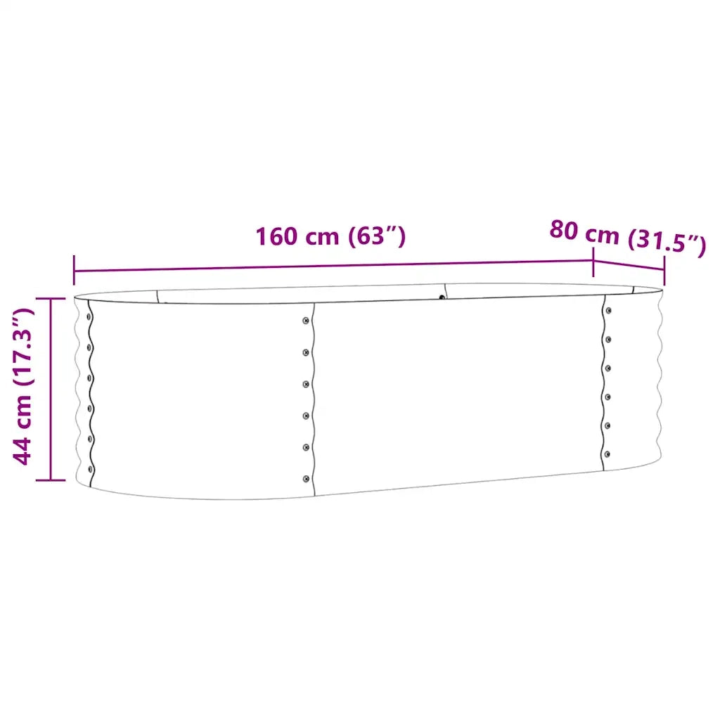 vidaXL Letto rialzato da giardino Verde 160 x 80 x 44 cm Acciaio