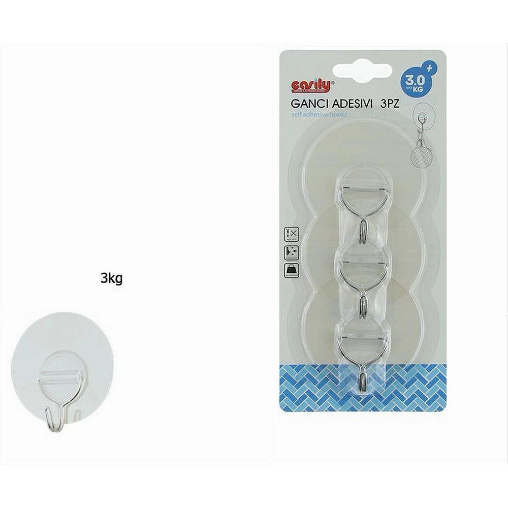 Trade Shop - Set 3 Pz Ganci Adesivi Appendini Asciugamani Accappatoio Bagno Cucina Casa 87761 -