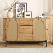 Credenza Ovale con Rattan e Cassetti ¨C MINIMAL ¨C Legno e Metallo