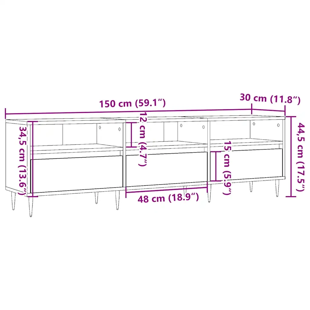 Mobile Porta TV Legno Antico 150x30x44,5 cm Legno Multistrato 857185