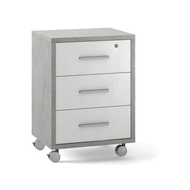 Mobile 3 Cassetti Su Ruote Cemento cm 51x41x71h - Sarmog