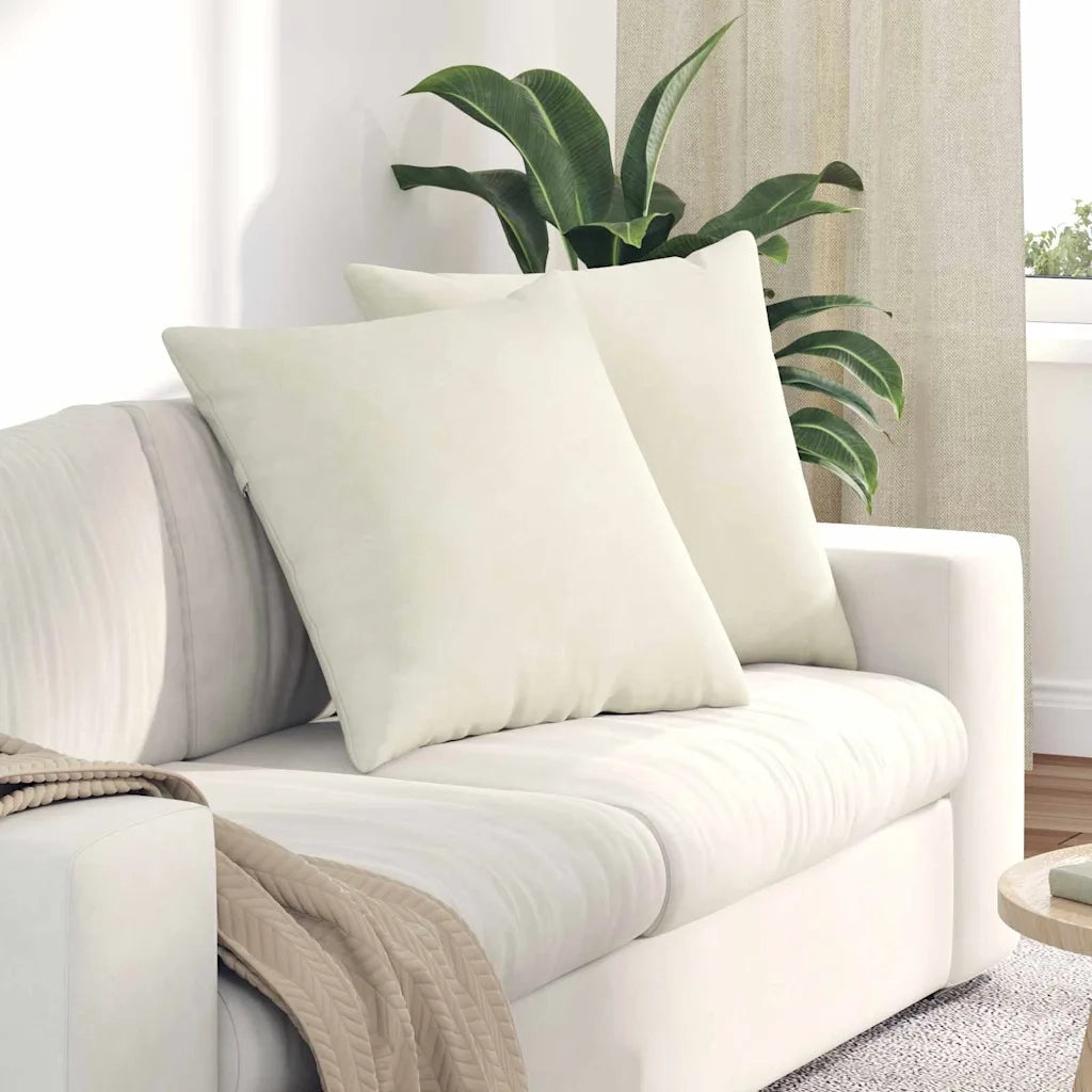 Cuscini da Divano 2 pz-Set di 2 Cuscini per Sofa Crema 60 x 60 cm Tessuto in Cords 893861