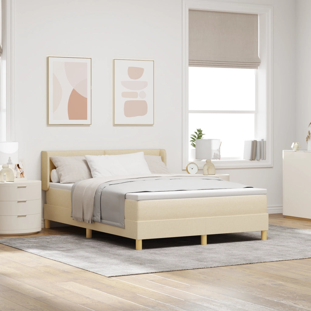 Letto a Molle con Materasso Crema 140x190 cm Tessuto