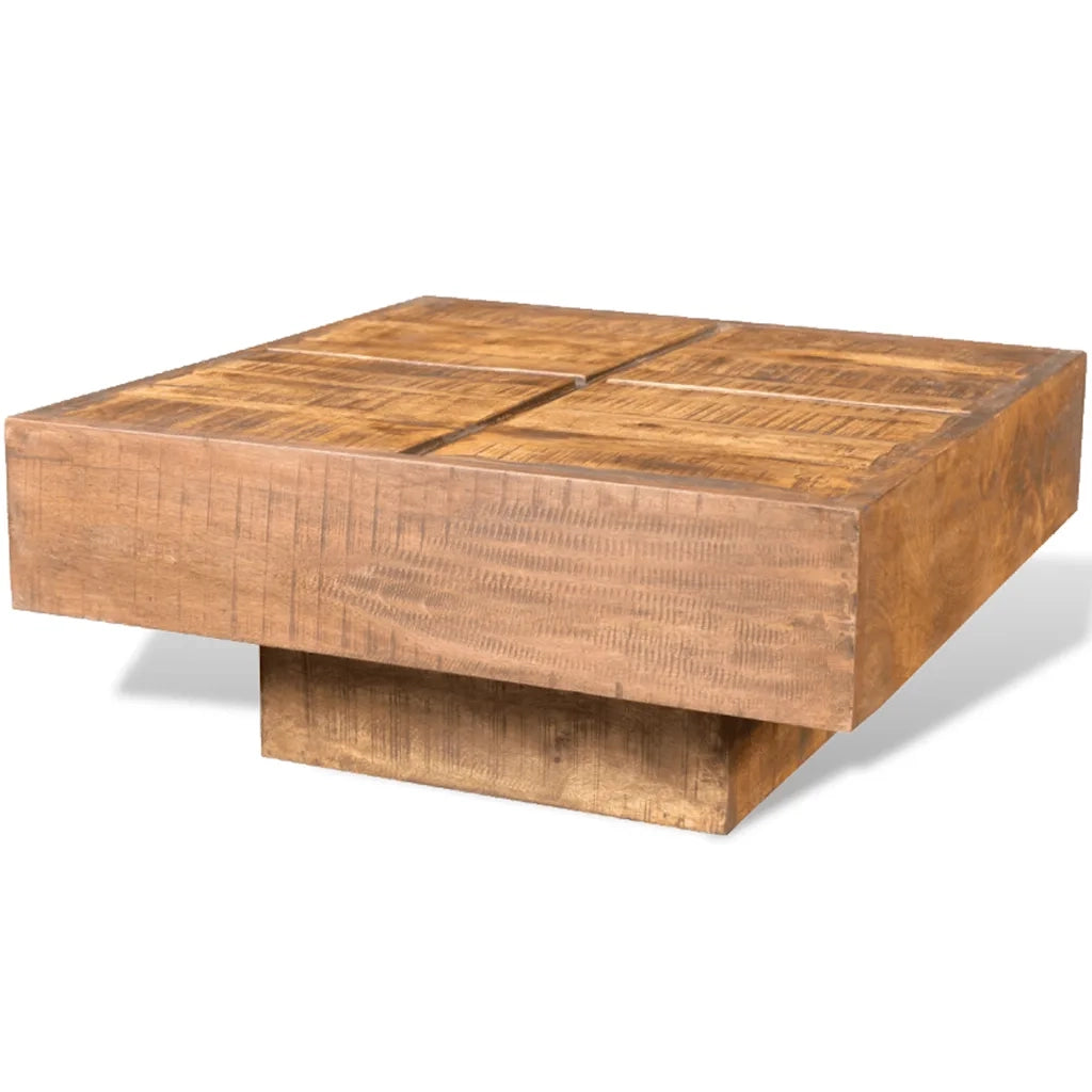 Tavolino da Salotto Marrone Quadrato in Legno Massello di Mango 241132