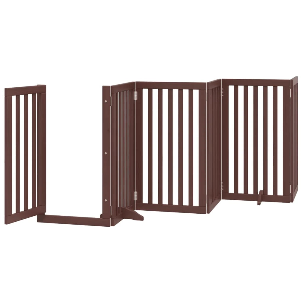 Cancelletto di sicurezza per animali domestici porta pieghevole 15 pannelli legno di pioppo marrone 02_0023210