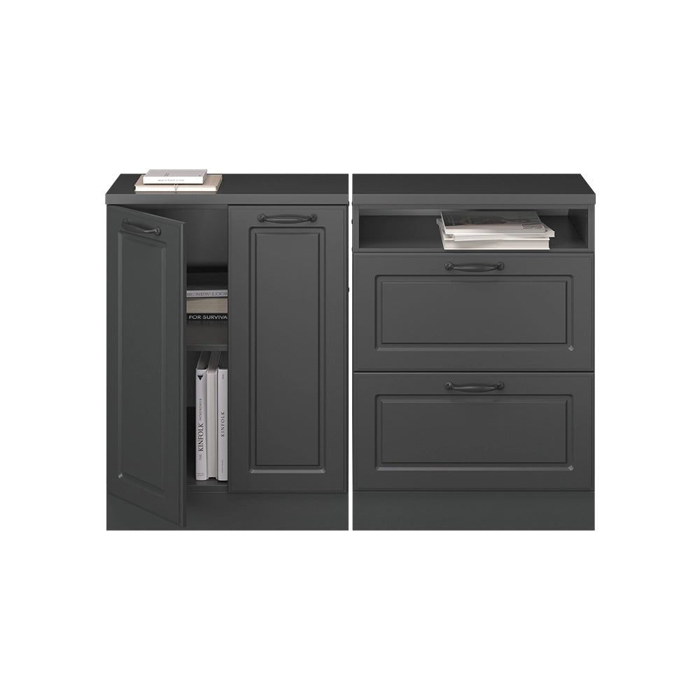 Mobile cucina sottotetto R-Line Antracite rustico/Antracite 120 cm Set di 2 carcasse armadio profondità 60 cm Vicco