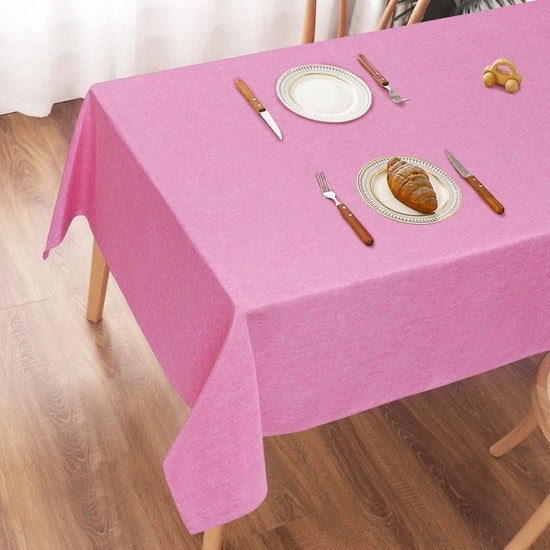Tavolo Coperto in Poliestere, 100x140cm, Look di Lino, Resistenze al Water con Effetto Lotus, Resistente ai Graffi, Ideale per Salotto, Cucina, Balcone, Giardino